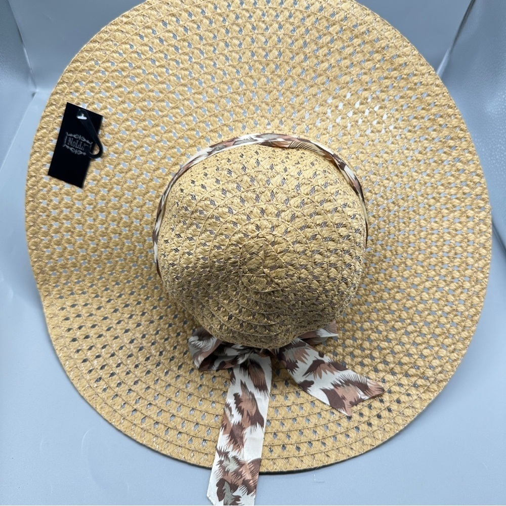 Elegant Tan Sun Hat with Ribbon Summer Sunny Festival Beach Club In 3 Colors